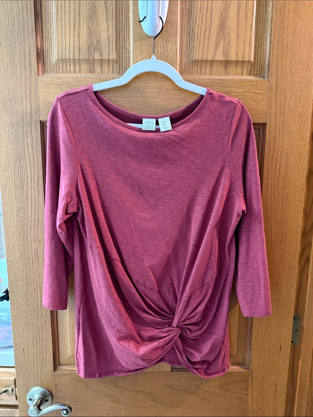Lucy & Laurel Rose Twist-Front Long Sleeve Tee